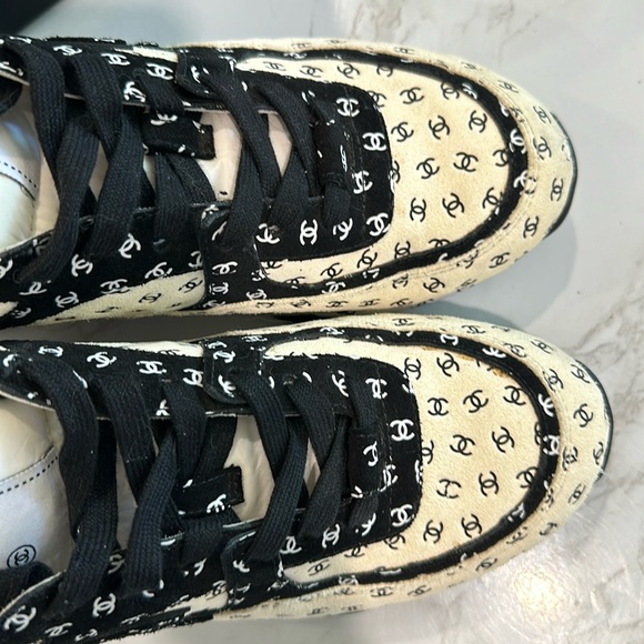 CHANEL logo mania suede sneakers size 38 - Picture 4 of 16